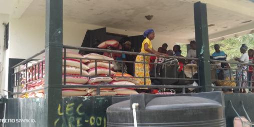 Field workers assembled for ration