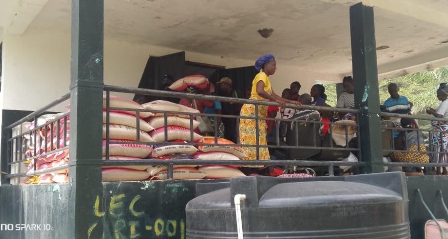 Field workers assembled for ration