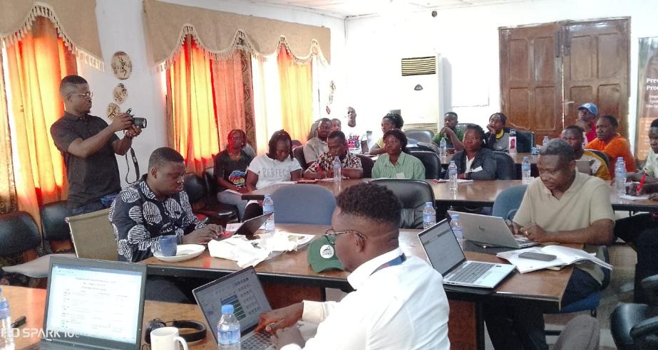 Technical staff from University of Liberia, Central Agricultural Research Institute, and the Ministry of Agriculture participating in the workshop technical session
