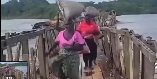 Torrenntial rains wiped away the wooden bridge over the Benson River, as floods from the Atlantic Ocean surged inland, cutting off access and endangering local farmers.